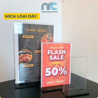 Bảng Menu Mica A4, A5, A6, Bảng Quét Mã QR, Bảng Menu Mica Để Bàn Mica Trong Suốt - Lỗi 1 đổi 1