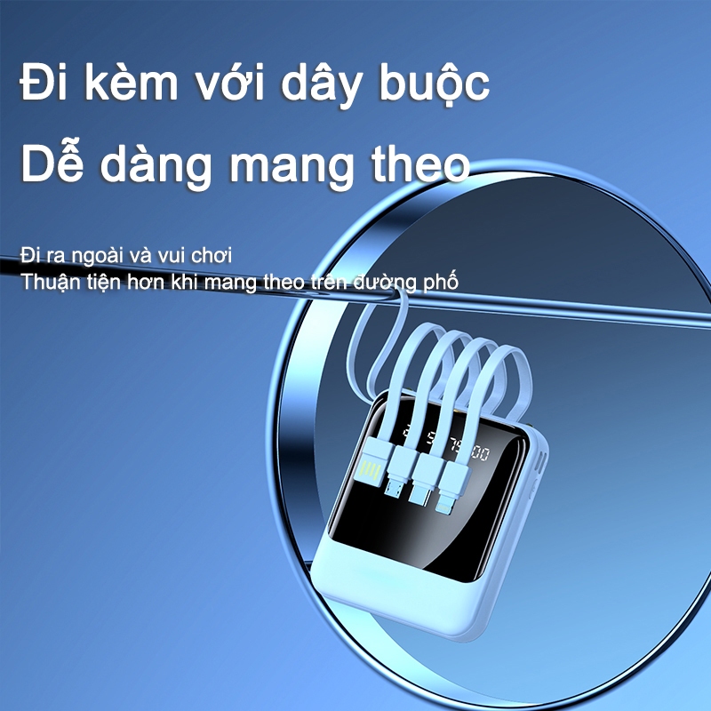 Pin dự phòng kèm theo 4 dây cáp sạc nhanh Pin dự phòng 20000 MAm Pin dung lượng lớn