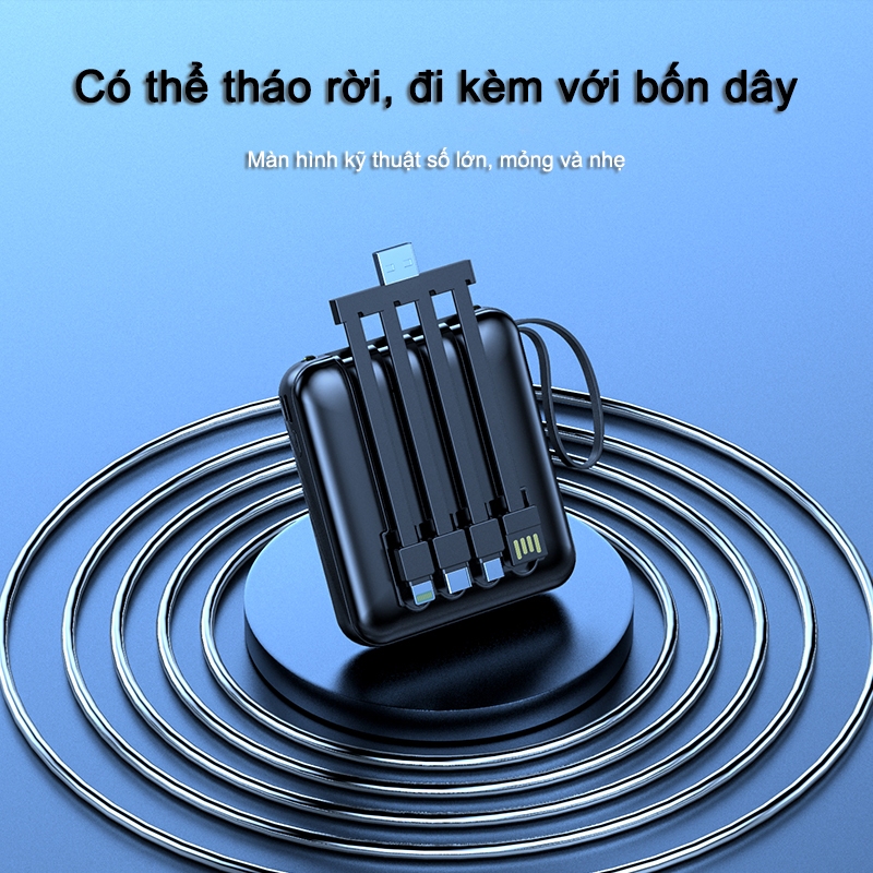 Pin dự phòng kèm theo 4 dây cáp sạc nhanh Pin dự phòng 20000 MAm Pin dung lượng lớn
