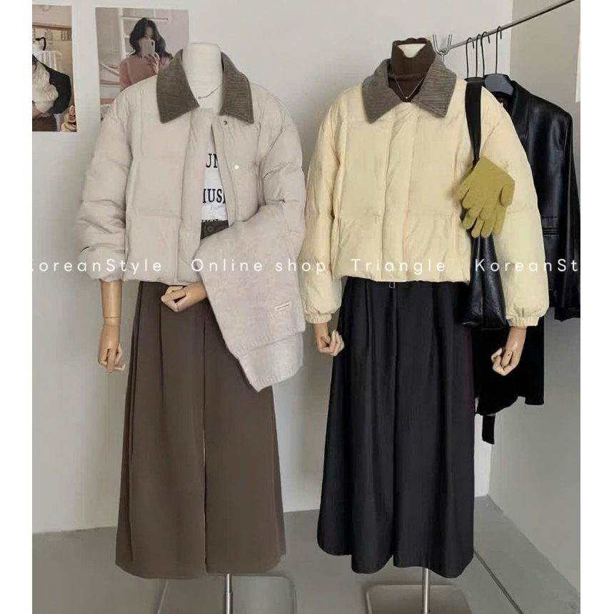 TRIANGLE - Korea puffer jacket (Cân nhắc kỹ, returned is not welcomed)- Áo phao Hàn Quốc cao cấp cổ nhung polo