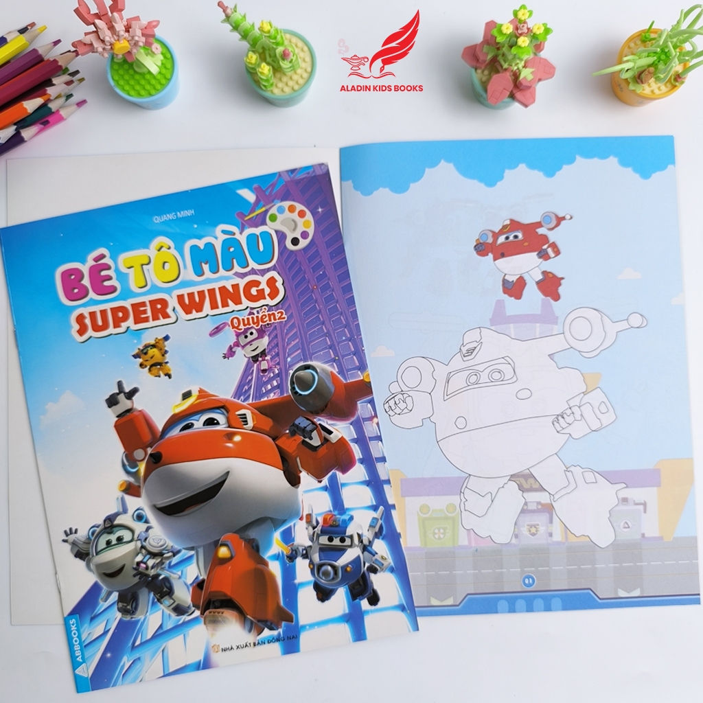 Sách- Bộ 4 Quyển Tô màu Chủ Đề Máy Bay Biến Hình – Hình Lớn, Dễ Tô
