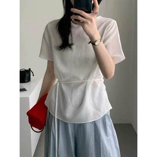 𝗝𝘂𝗻𝗼 - |LY LINEN | Áo Linen TƠ cột nơ basic