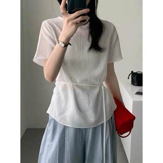 𝗝𝘂𝗻𝗼 - |LY LINEN | Áo Linen TƠ cột nơ basic