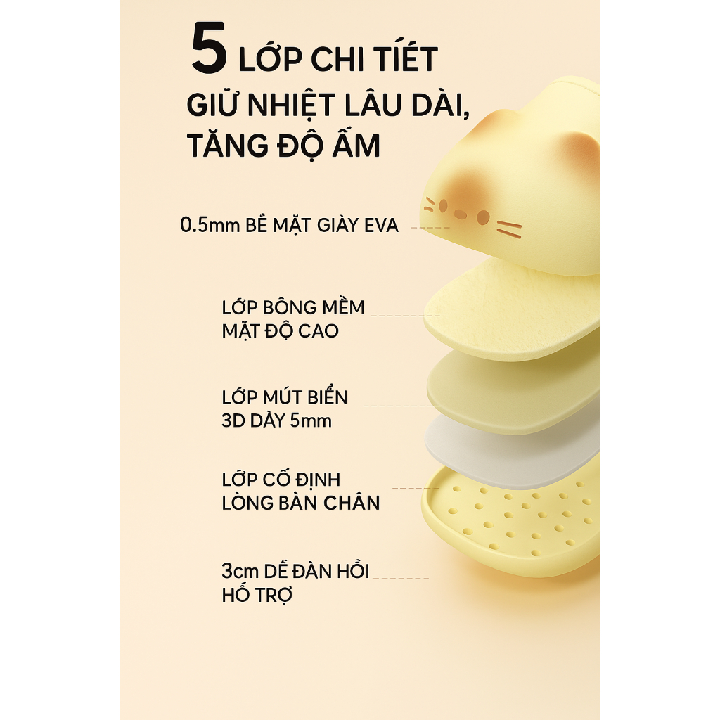 Dép sục nữ lót lông hình mèo, chất liệu EVA đúc nguyên khối siêu nhẹ giữ ấm mùa đông – hàng quảng châu cao cấp