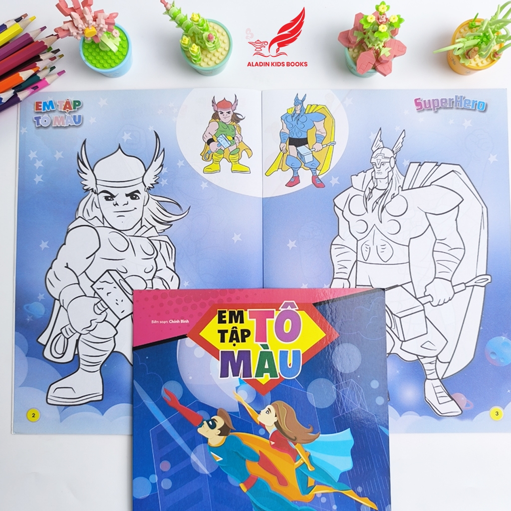 Sách-Bộ 4 Quyển Em Tập Tô Màu Chủ Đề Siêu Nhân – Super Hero – Sách Tô Màu Cho Bé Thiếu Nhi