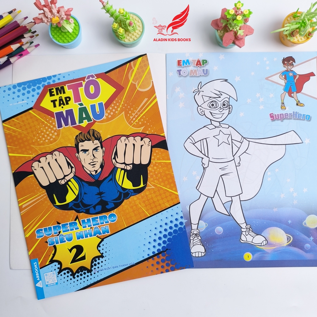 Sách-Bộ 4 Quyển Em Tập Tô Màu Chủ Đề Siêu Nhân – Super Hero – Sách Tô Màu Cho Bé Thiếu Nhi