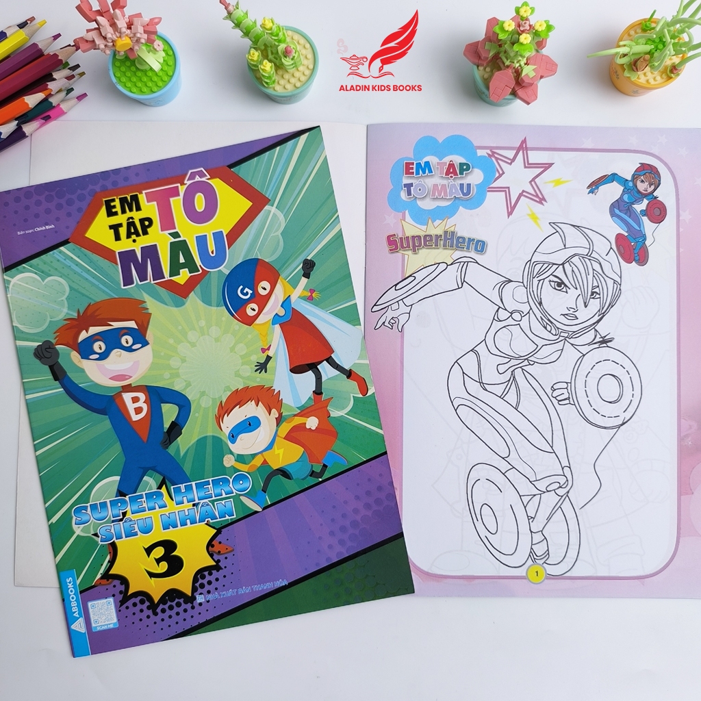 Sách-Bộ 4 Quyển Em Tập Tô Màu Chủ Đề Siêu Nhân – Super Hero – Sách Tô Màu Cho Bé Thiếu Nhi
