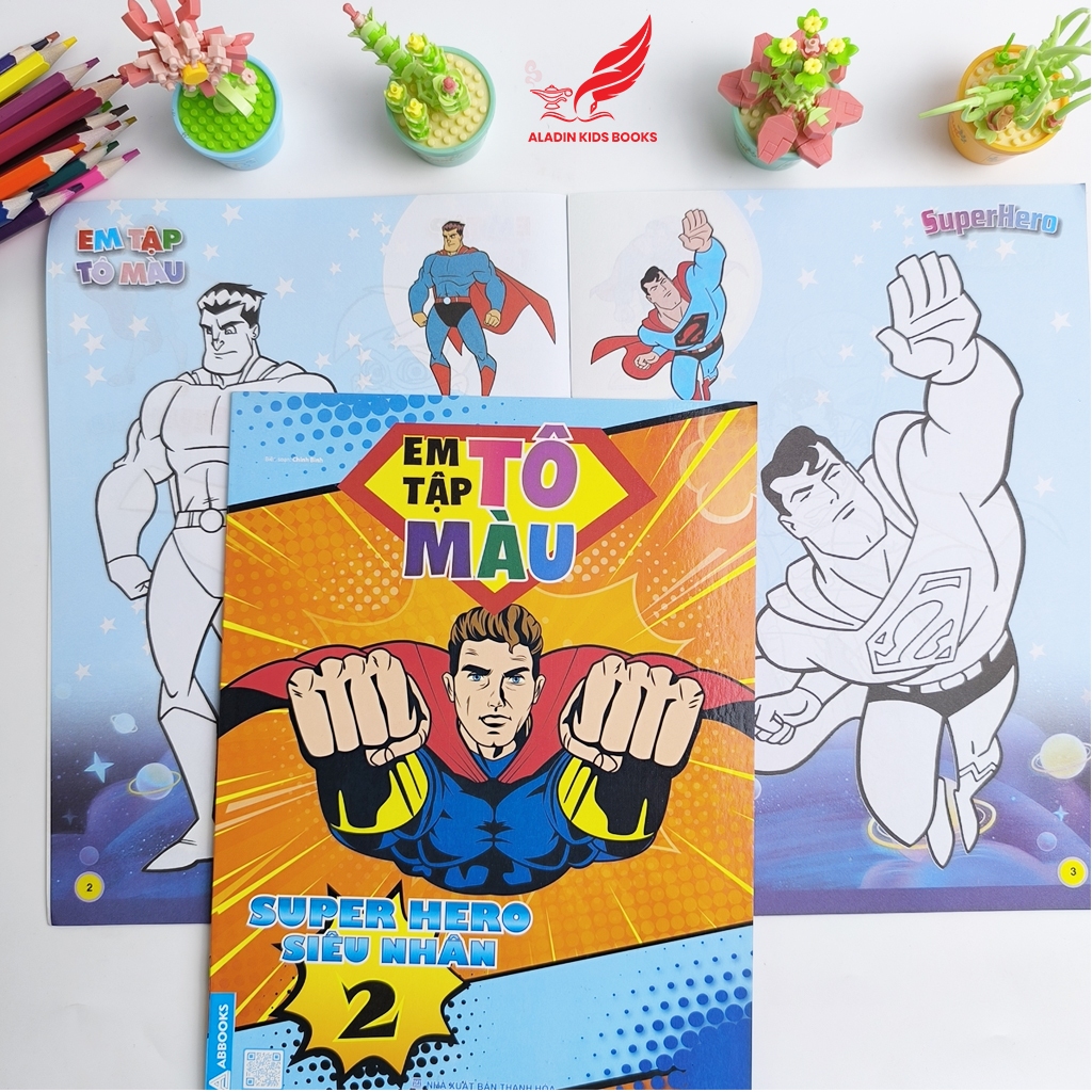Sách-Bộ 4 Quyển Em Tập Tô Màu Chủ Đề Siêu Nhân – Super Hero – Sách Tô Màu Cho Bé Thiếu Nhi