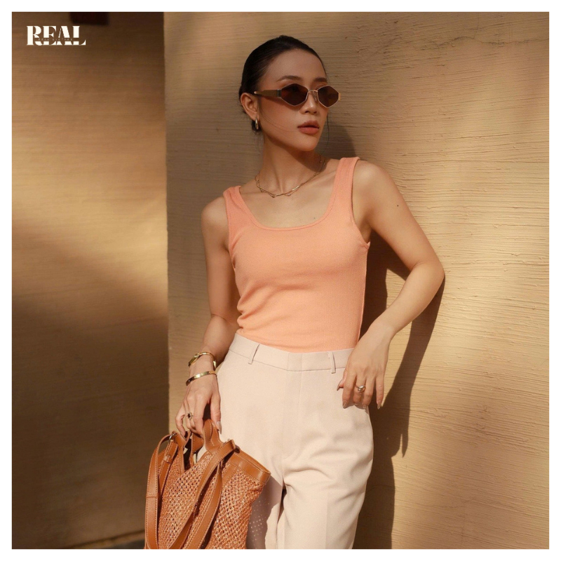 Áo tank top cổ chữ U REAL CLOTHES (tổng hợp màu), áo tanktop co giãn, tối giản