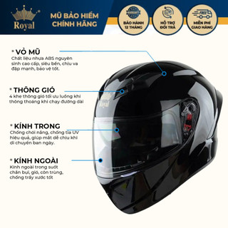 Mũ Bảo Hiểm Fullface Royal M266 2 Kính Cao Cấp – Chính Hãng Royal Helmet -Bảo Hành 12 tháng