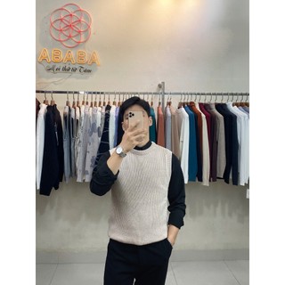 Áo len nam gile Hàn Quốc Form rộng Cổ Tròn, áo len không tay mềm mịn hàng Cao Cấp ABABA gile-tron