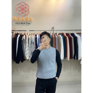 Áo len nam gile Hàn Quốc Form rộng Cổ Tròn, áo len không tay mềm mịn hàng Cao Cấp ABABA gile-tron
