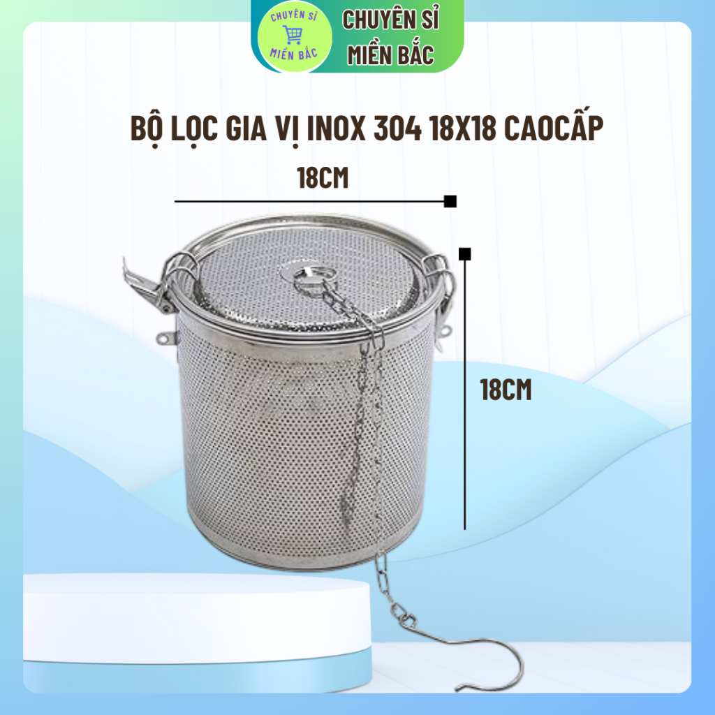 Bộ lọc gia vị inox 304 18x18 caocấp, dùng trong nồi lẩu, lọc trà, hầm xương