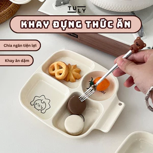 Khay Chia Thức Ăn 4 Ngăn Cho Bé, Bát Thức Ăn Nhiều Ngăn Phù Hợp Ăn Kiêng Tuly