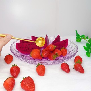 Đĩa nhựa cỡ to bày hoa quả, ngũ quả, đựng đồ ăn lẩu kiểu dáng loe sâu lòng, trắng trong suốt 26cm