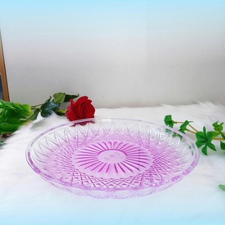 Đĩa nhựa cỡ to bày hoa quả, ngũ quả, đựng đồ ăn lẩu kiểu dáng loe sâu lòng, trắng trong suốt 26cm