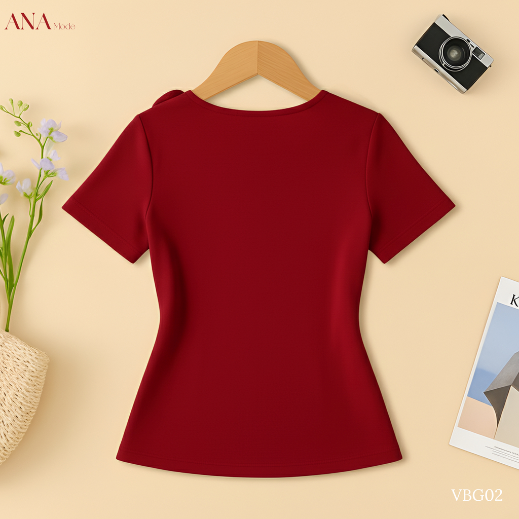 Áo Thun Đính Hoa Trung Niên ANA Mode Chất Liệu Cotton Thanh Lịch Đi Tiệc Quà Tặng Mẹ AT25VBG02