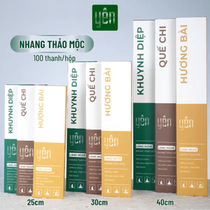 Nhang Thảo Mộc Yên Sạch Mix Quế Khuynh Diệp Hương Bài Loại 23-30-40cm Hộp 100 Thanh 100 % Tự Nhiên