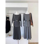 (TẶNG BELT) Set gồm Áo và Chân váy dáng dài, chất vải Thun Hàn cao cấp, che khuyết điểm thanh lịch - 55kg.Linh — ảnh 1