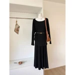 (TẶNG BELT) Set gồm Áo và Chân váy dáng dài, chất vải Thun Hàn cao cấp, che khuyết điểm thanh lịch - 55kg.Linh — ảnh 7