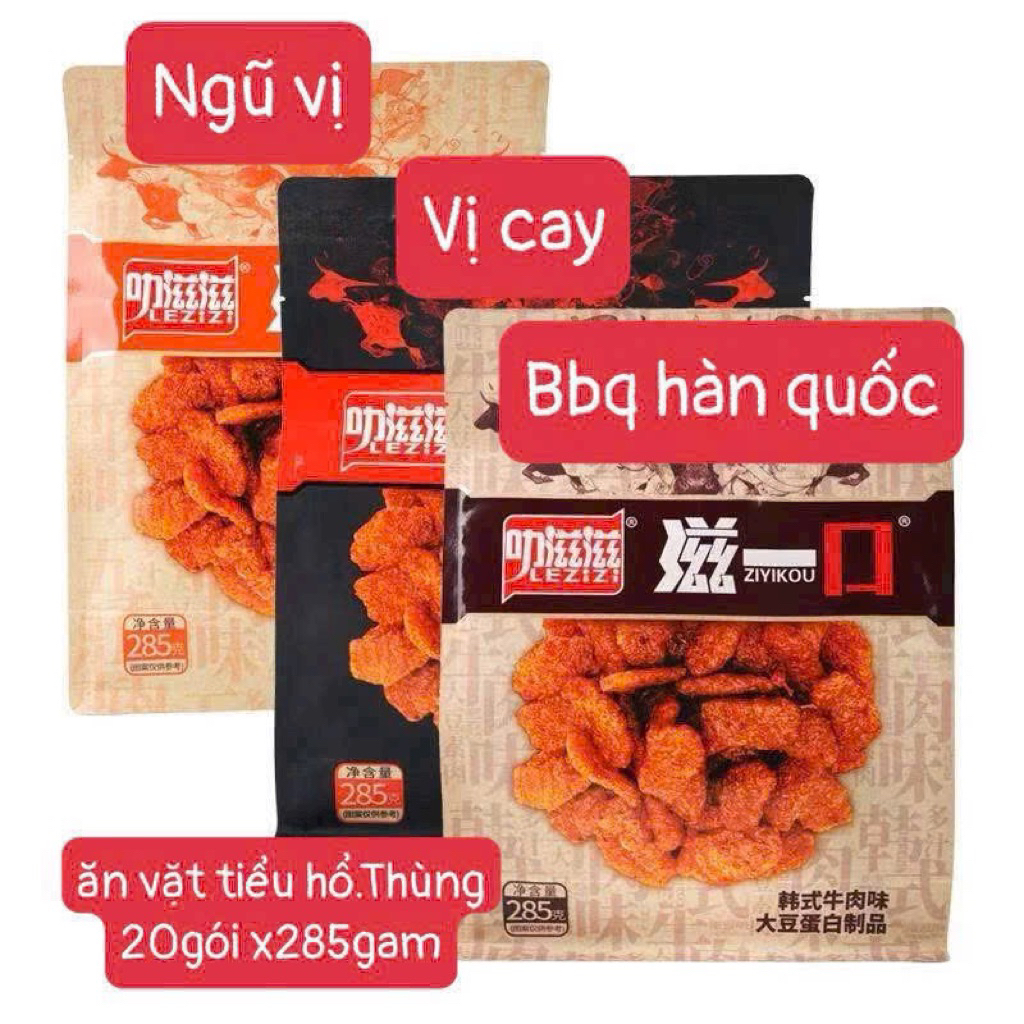 ( avhv)Ăn vặt snack Ziyi gói 285g (19 gói nhỏ) thịt bò chay cay kiểu hàn bò chay đậu tương
