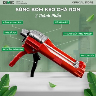Combo Keo Chà Ron DEMEX E1003 + Súng Bơm Keo – Keo Epoxy Chà Ron Gạch Chuyên dụng trong Nhà, Chống Thấm, Chống Ố