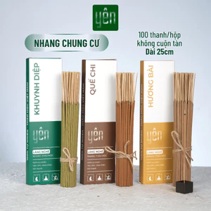 Nhang Thảo Mộc Chung Cư Yên Mix Quế Khuynh Diệp Hương Bài 23cm Hộp 100 Thanh 100 % Tự Nhiên Thờ Cúng