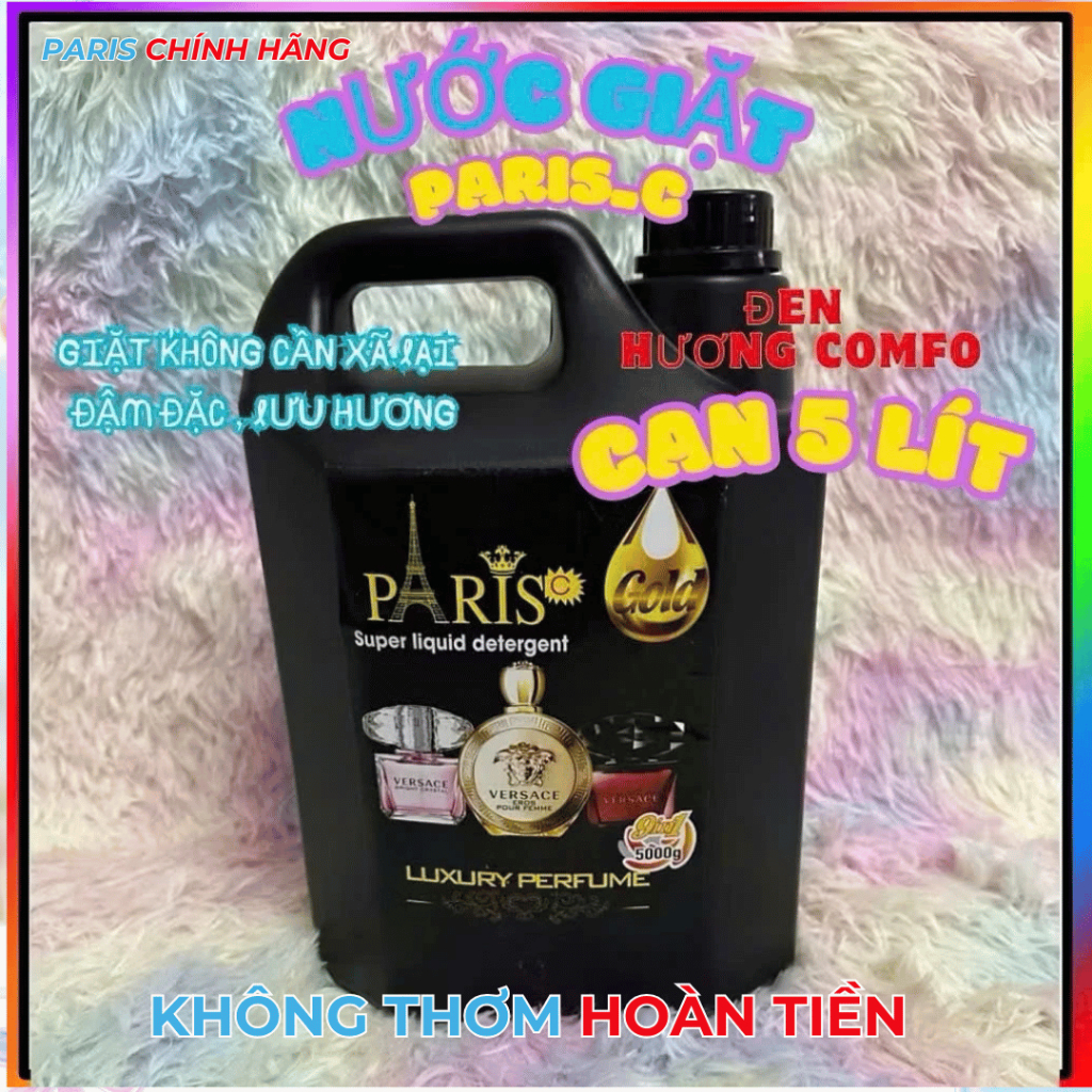 Nước Giặt Xã Paris can 5kg - 10kg , túi 3.6kg , 0,6kg hương 72H tích hợp lưu hương làm mềm vải