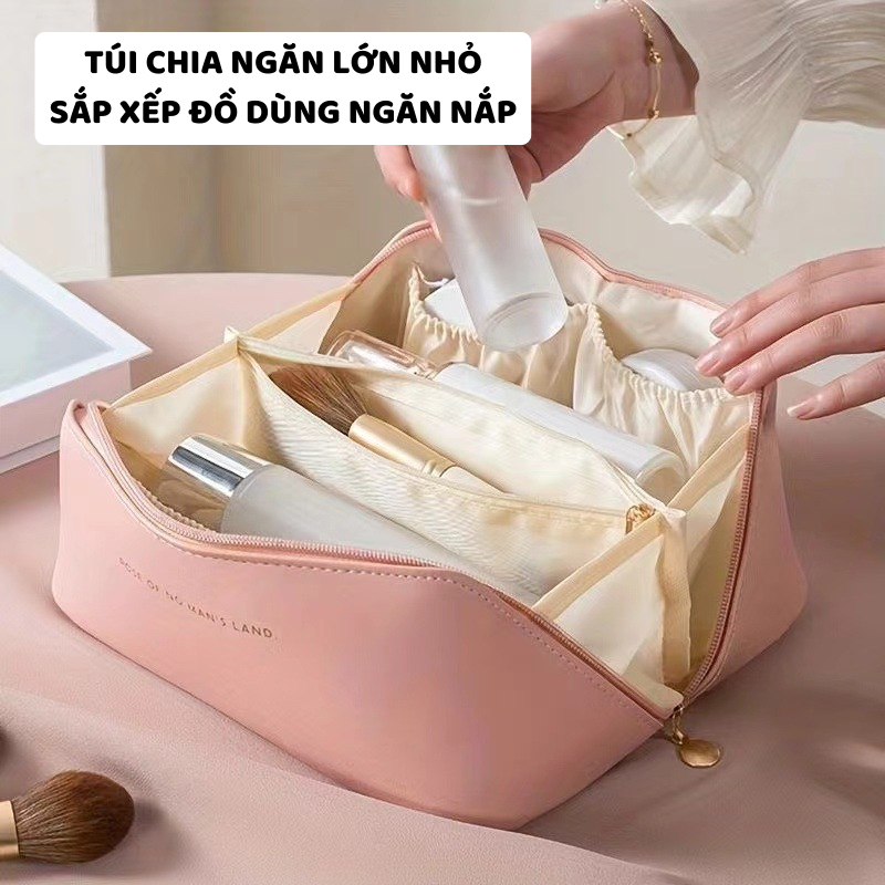 Túi Đựng Mỹ Phẩm Da PU Khóa Chéo ENODA HOME, Túi Đựng Đồ Trang Điểm Du Lịch Chất Liệu Da PU Chống Thấm TUIPU001