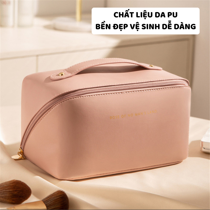 Túi Đựng Mỹ Phẩm Da PU Khóa Chéo ENODA HOME, Túi Đựng Đồ Trang Điểm Du Lịch Chất Liệu Da PU Chống Thấm TUIPU001