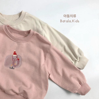 Áo nỉ cho bé Batala Kids, ÁO HOODIE NỈ BÔNG 2 MÀU HỒNG VOI - KEM  cho bé trai bé gái thu đông 2025
