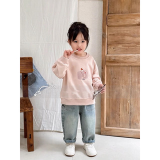 Áo nỉ cho bé Batala Kids, ÁO HOODIE NỈ BÔNG 2 MÀU HỒNG VOI - KEM  cho bé trai bé gái thu đông 2025