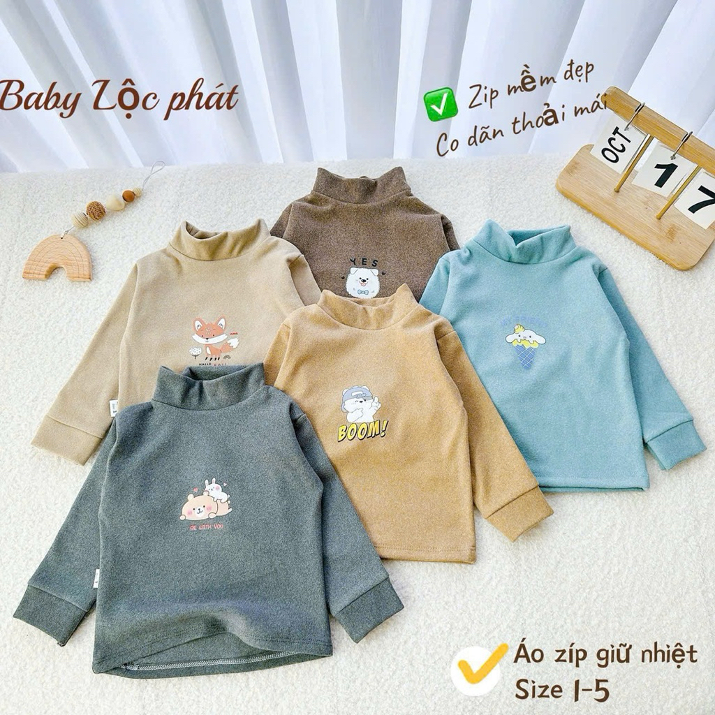 (03) Combo 2 Áo giữ nhiệt zíp lông 2 mặt ấm áp cho bé 4-15kg