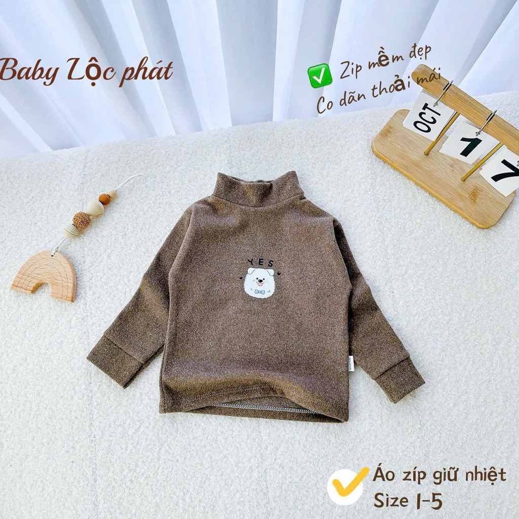 (03) Combo 2 Áo giữ nhiệt zíp lông 2 mặt ấm áp cho bé 4-15kg