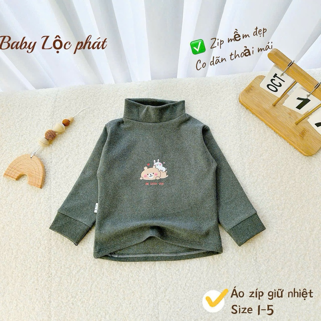 (03) Combo 2 Áo giữ nhiệt zíp lông 2 mặt ấm áp cho bé 4-15kg
