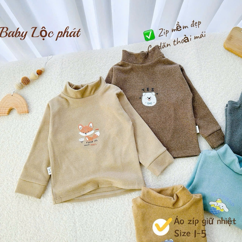 (03) Combo 2 Áo giữ nhiệt zíp lông 2 mặt ấm áp cho bé 4-15kg
