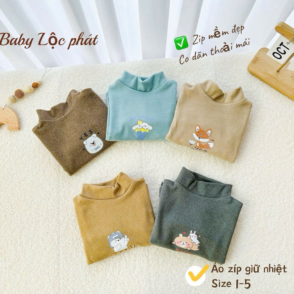 (03) Combo 2 Áo giữ nhiệt zíp lông 2 mặt ấm áp cho bé 4-15kg