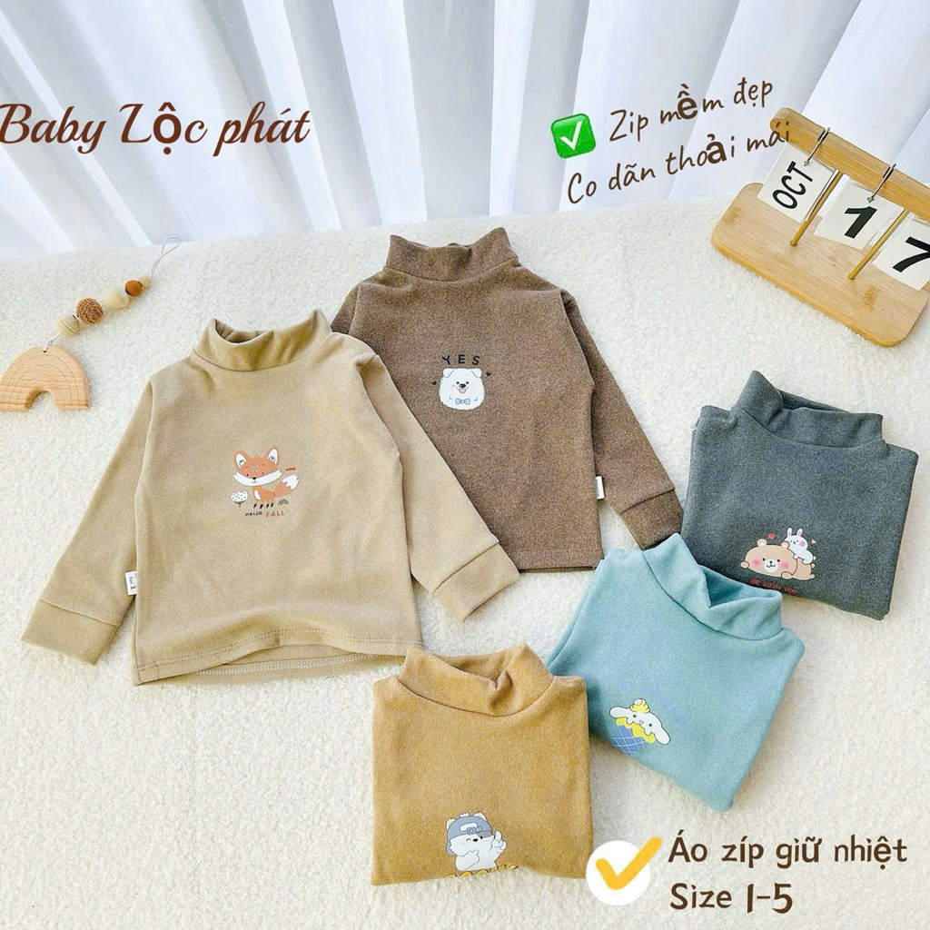 (03) Combo 2 Áo giữ nhiệt zíp lông 2 mặt ấm áp cho bé 4-15kg