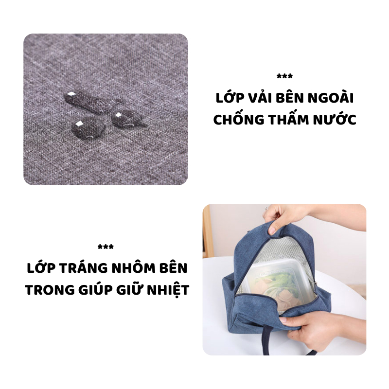 Túi Giữ Nhiệt Đựng Cơm Văn Phòng ENODA HOME, Túi Đựng Hộp Cơm Trưa Giữ Nhiệt Chất Liệu Chống Thấm TUICOM001