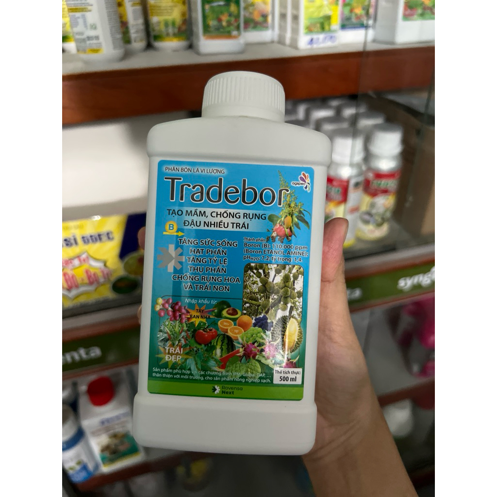 Phân bón lá Tradebor 100ml 500ml chống rụng trái, trái đẹp, tạo mầm cho cây