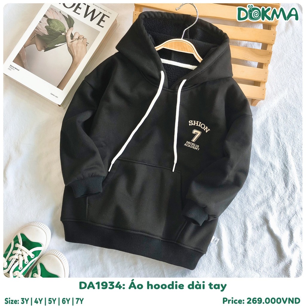 (12-23kg) Áo Hoodie Nỉ Dày Lót Lông Size Nhí Hoạ Tiết Đáng Yêu Cho Bé Dokma DA1934