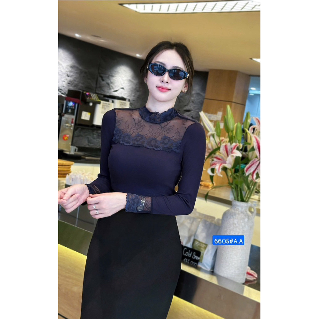Áo nhiệt 6605# pha ren full hộp.