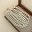 Chocker vòng cổ hạt trai đá , dây chuyền hạt bẹt NGỌC TRAI ĐÁ mang áo dài Nặng Tay móc mạ vàng 24k không gỉ