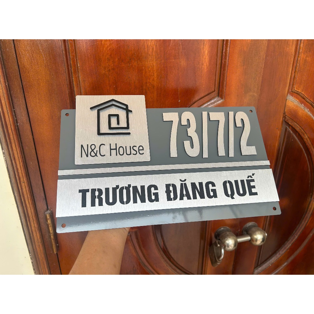 Biển số nhà CAO CẤP,, biệt thự, chung cư. Màu NỀN GHI XÁM