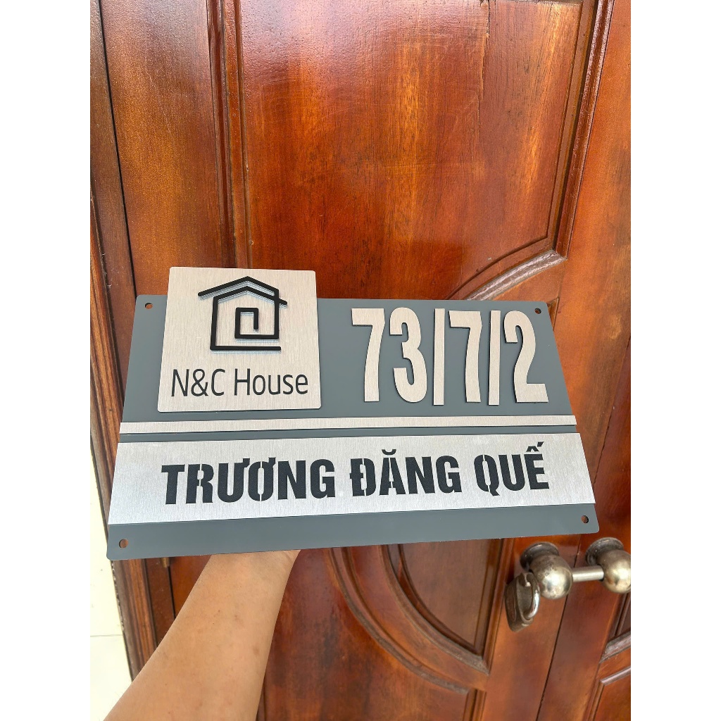 Biển số nhà CAO CẤP,, biệt thự, chung cư. Màu NỀN GHI XÁM