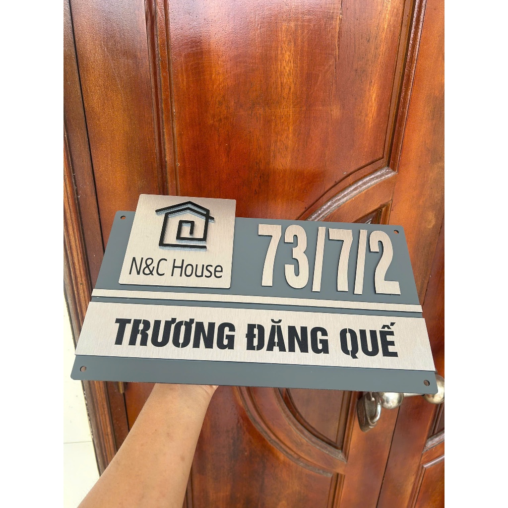Biển số nhà CAO CẤP,, biệt thự, chung cư. Màu NỀN GHI XÁM