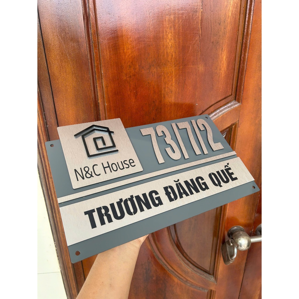 Biển số nhà CAO CẤP,, biệt thự, chung cư. Màu NỀN GHI XÁM
