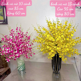 tặng Bình- Combo 10,15 Cành hoa vũ nữ Nhân tạo -hoa vải lụa-hoa lan phúc Thịnh-bình hoa trang trí- derco cao cấp