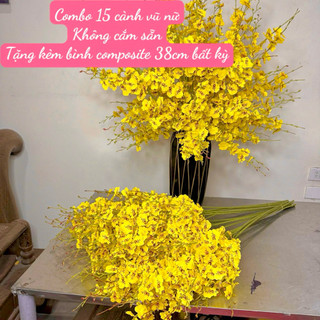 tặng Bình- Combo 10,15 Cành hoa vũ nữ Nhân tạo -hoa vải lụa-hoa lan phúc Thịnh-bình hoa trang trí- derco cao cấp