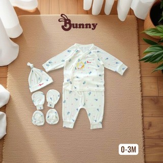 Set 5 món cúc chéo quần lưng thun tăm lụa Bunnybaby cao cấp mềm ấm cho bé 0-3M